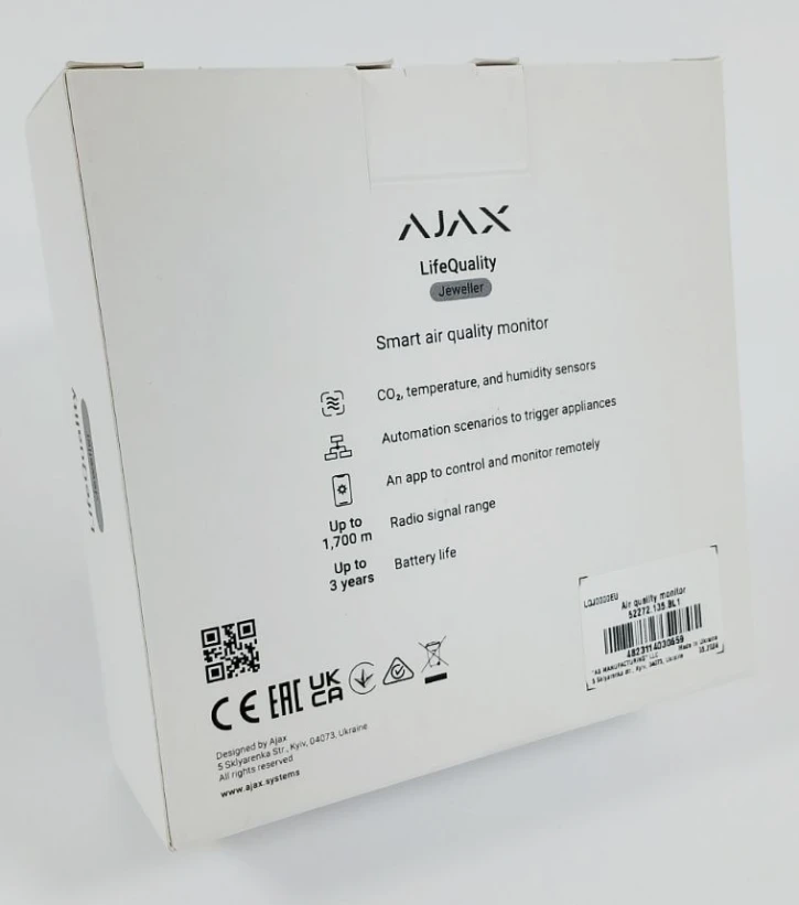 (Уценка) Умный датчик качества воздуха Ajax LifeQuality Black фото 2