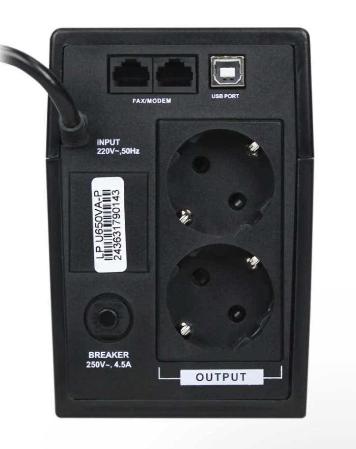 ДБЖ LogicPower LP U650VA-P (390Вт) Black (2436) фото 4