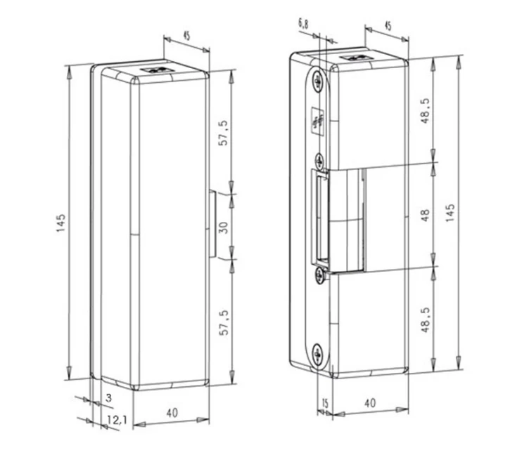 Електромеханічна клямка Effeff EFF EFF 9314VGL 12 --- E31 (12V_DC_Ee UNIV_12мм) НЗ для скляних дверей фото 4
