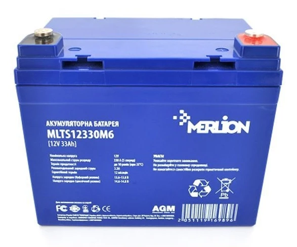 Акумуляторна батарея Merlion EURO AGM MLTS12330M6/GP12330M6 12 V 33 Ah (плюсова клема праворуч)