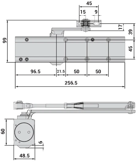 Доводчик дверной Cisa C1611.05.0.88 Professional Plus2 BC STD HO с фиксацией до 120 кг коричневый (37923) фото 8
