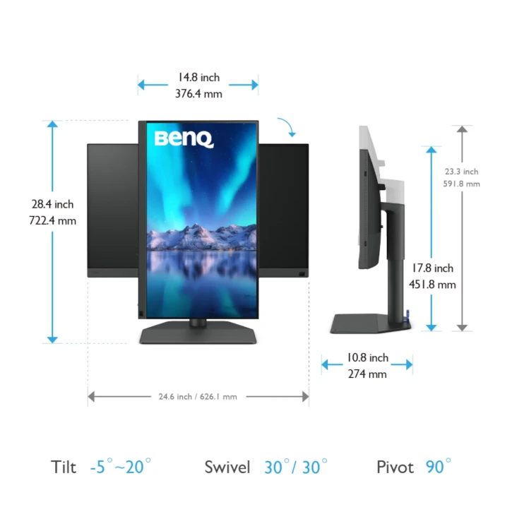 Монитор BenQ SW272Q 27" Gray (9H.LLPLB.QBE) фото 5