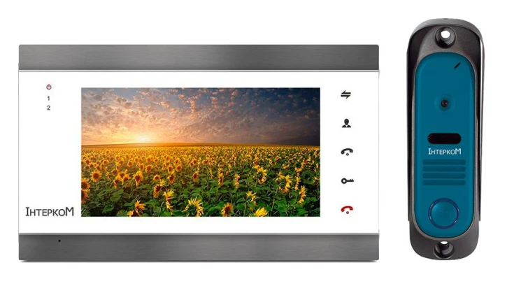 Комплект відеодомофона Intercom IM-12 White + Blue