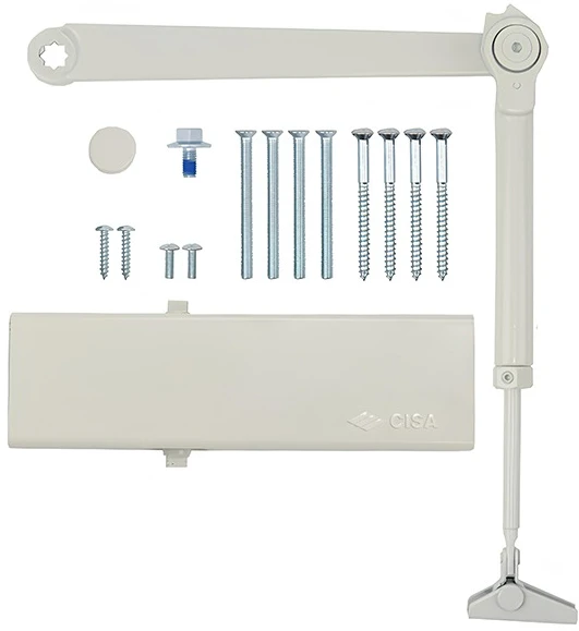 Доводчик дверний Cisa C1611.05.0.45 Professional Plus2 BC STD HO з фіксацією до 120 кг білий (37922) фото 6