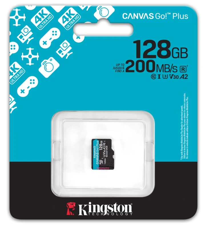 Карта пам'яті Kingston 128GB microSDXC сlass 10 UHS-I U3 V30 A2 Canvas Go Plus G4 (SDCG4/128GBSP) фото 3