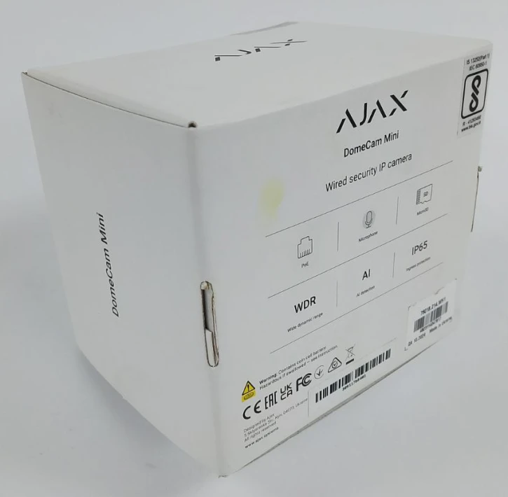 (Уцінка) Дротова охоронна IP-камера Ajax DomeCam Mini (5 Mp/2.8 mm) White фото 2