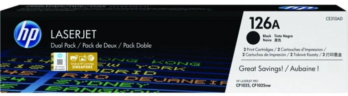 Картридж HP CLJ 126A Dual Pack 2,4K (CP1020) Black (CE310AD)