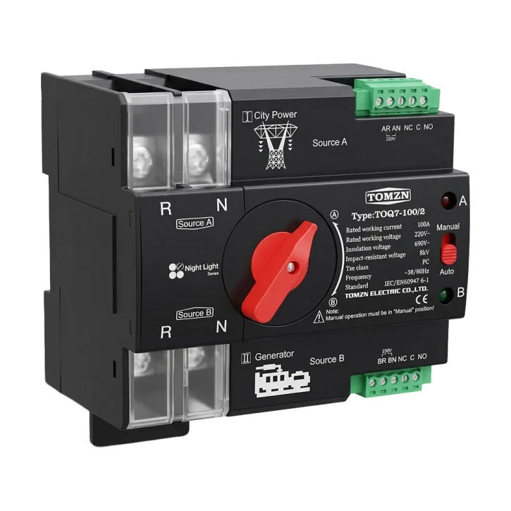 Автомат введення резерву TOMZN TOQ7/2P (100A, 2P) під DIN-рейку (51-00116) фото 3