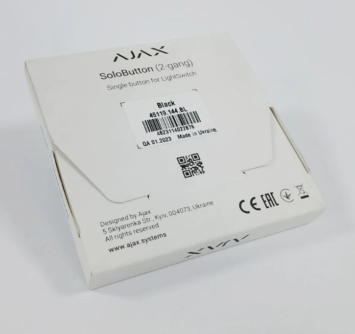 (Уценка) Кнопка для двухклавишного выключателя Ajax SoloButton (2-gang) Black фото 2