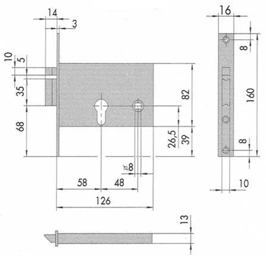 Електромеханічний замок Cisa 14010.60.2 (BS58мм) правий фото 6