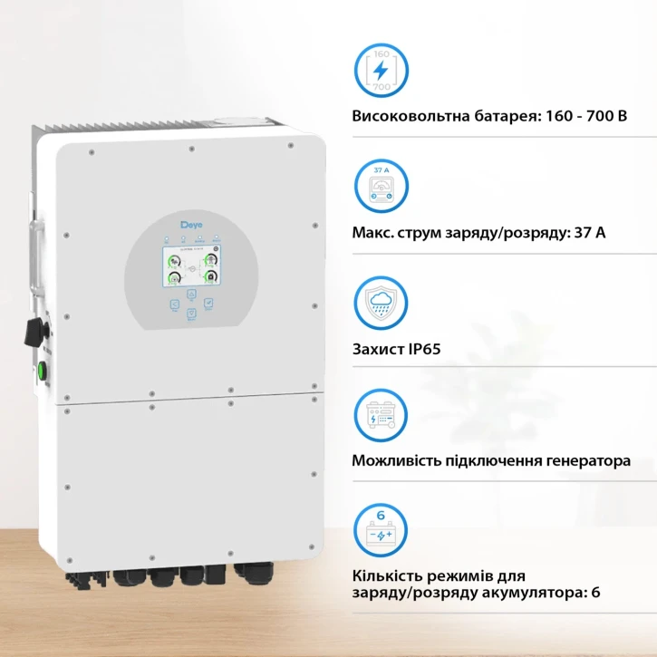 Гібридний інвертор Deye SUN-10K-SG01HP3-EU-AM2 (3ф, 10кВт, Wi-Fi) фото 4