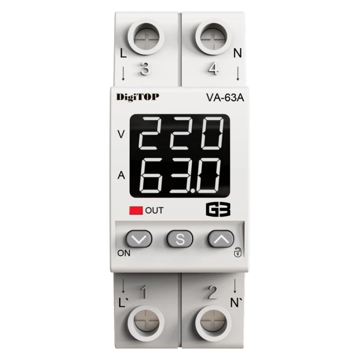 Реле напруги та струму DigiTop VA-63A M2W фото 2