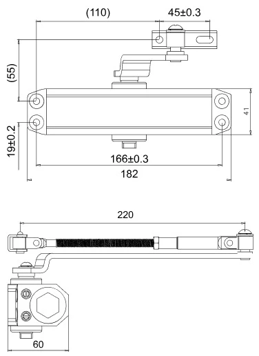 Доводчик дверной Cisa 60461.03.0.45 STD HO с фиксацией до 80 кг белый (37899) фото 8