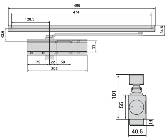 Доводчик дверний Cisa C2010.03.0.97 Professional Plus2 SLD до 60 кг FIRE сірий (37929) фото 7