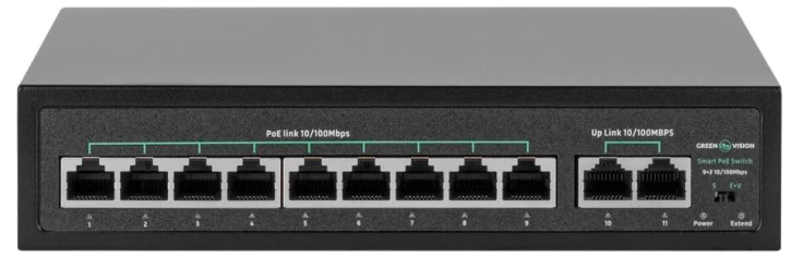 Комутатор GreenVision POE GV-016-D-09+2P (21311)
