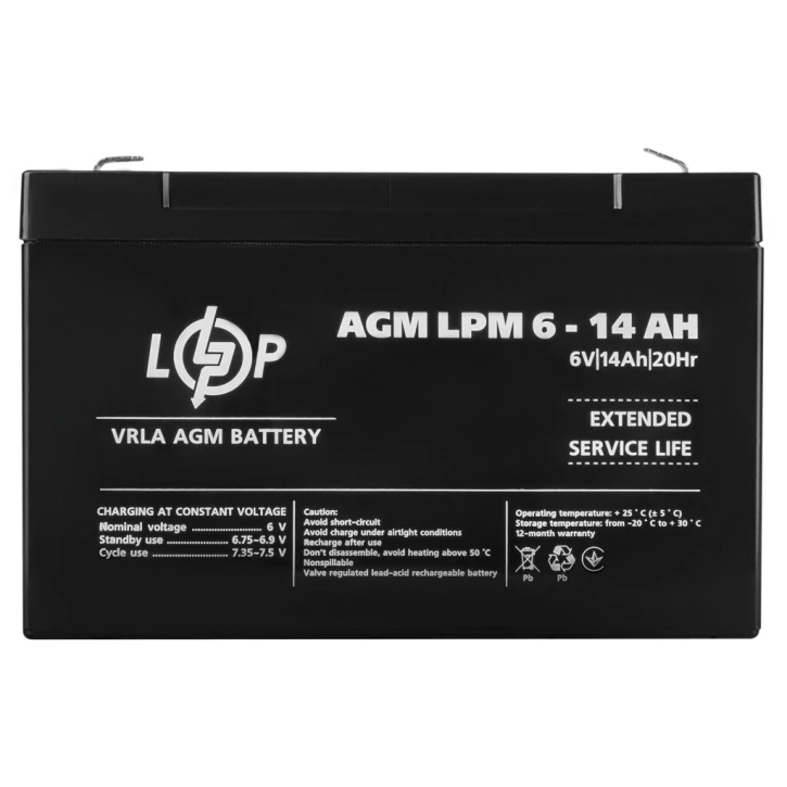 Акумулятор LogicPower AGM LPM 6V - 14 Ah (4160)