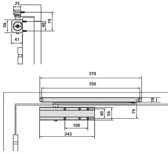 Доводчик дверной Cisa D5210.03.0.97 BC SLD HO с фиксацией до 80 кг серый (39993) фото 9