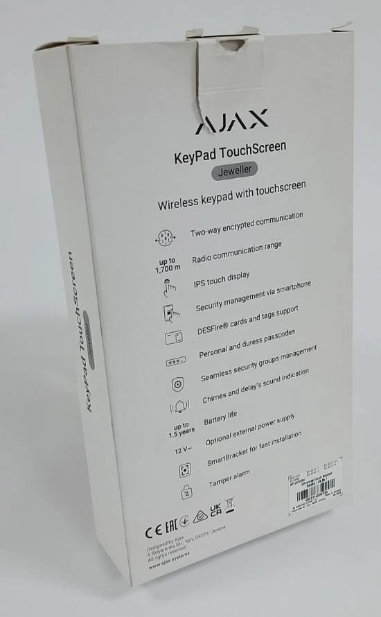 (Уцінка) Бездротова клавіатура з сенсорним екраном Ajax KeyPad TouchScreen Black фото 2