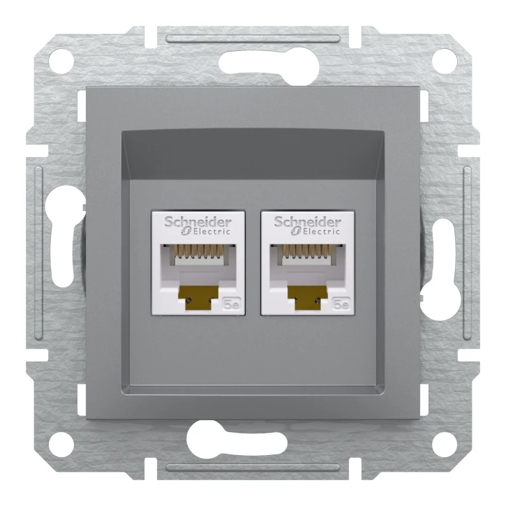 Розетка Schneider Electric EPH4400162 Asfora RJ45, Cat.5e, UTP Steel