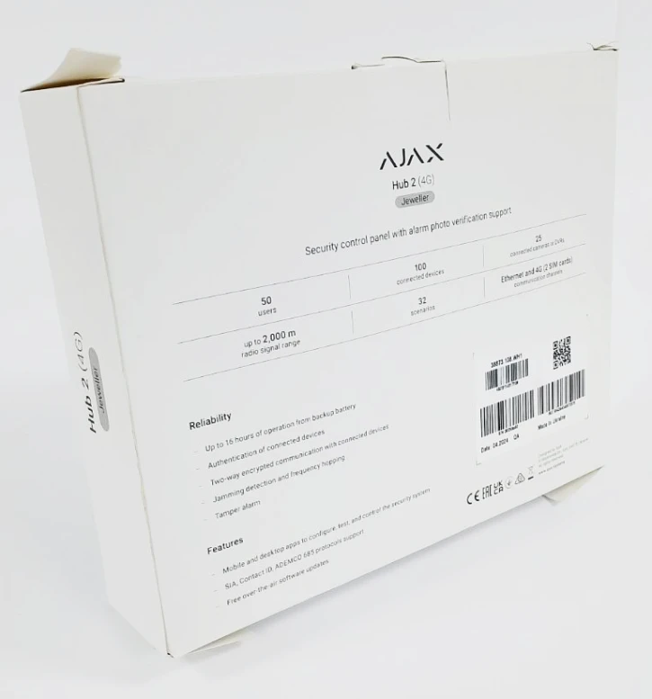 (Уценка) Интеллектуальная централь Ajax Hub 2 (4G) White фото 2