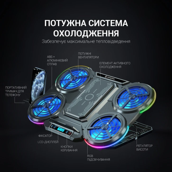 Підставка для охолодження ноутбука GamePro CP1450 фото 5