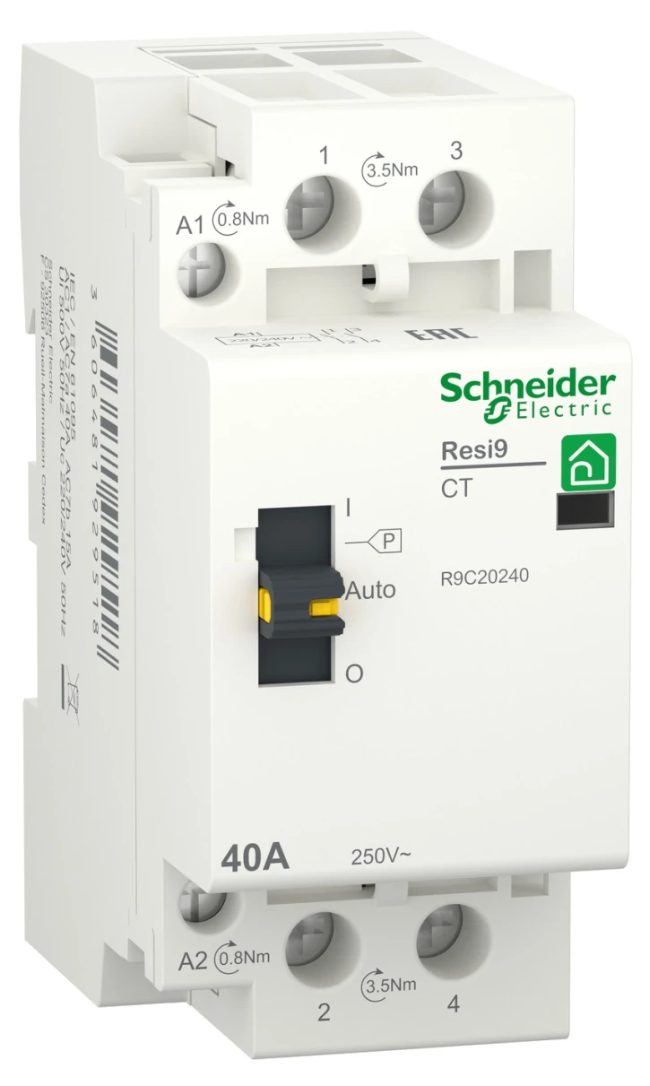 Контактор Schneider Electric RESI9 (40 А, 1P+N, 2НО) (R9C20240)