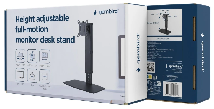 Кронштейн для монітора Gembird MS-D1ST-02 17"- 32" (2-8 кг) фото 11