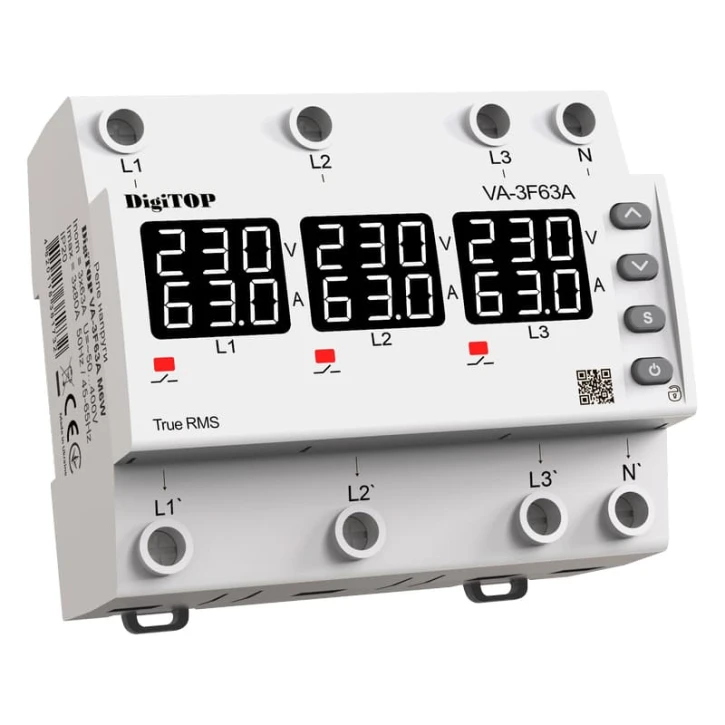 Реле напруги та струму DigiTop VA-3F63A M6W