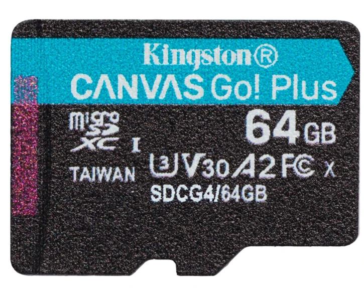 Карта памяти Kingston 64GB microSDXC сlass 10 UHS-I U3 V30 A2 Canvas Go Plus G4 (SDCG4/64GBSP)
