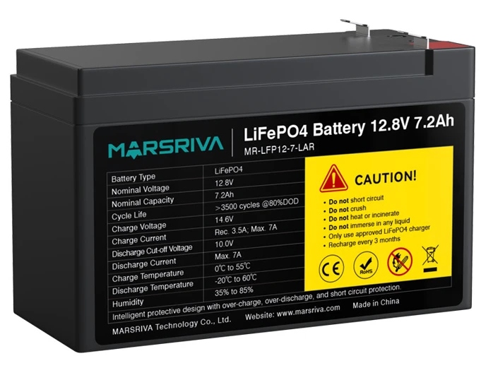 Акумулятор Marsriva MR-LFP12-7-LAR LiFePO4 12.8V 7.2Ah