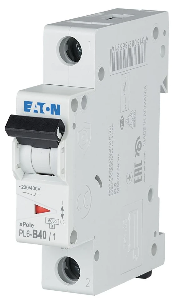 Автоматичний вимикач Eaton PL6-B40/1 (1P, В, 40 А, 6 кА) White (286525)