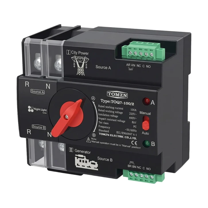 Автомат введення резерву TOMZN TOQ7/2P (100A, 2P) під DIN-рейку (51-00116) фото 2