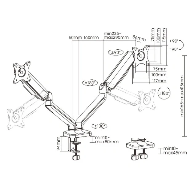 Настольный крепеж для монитора Officepro MA502 Black фото 3