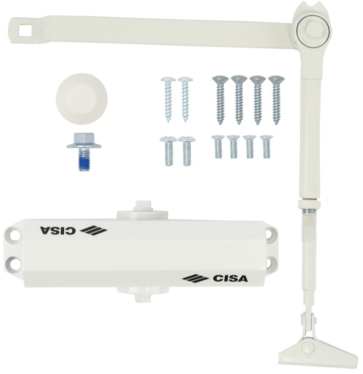 Доводчик дверной Cisa 60461.03.0.45 STD HO с фиксацией до 80 кг белый (37899) фото 6