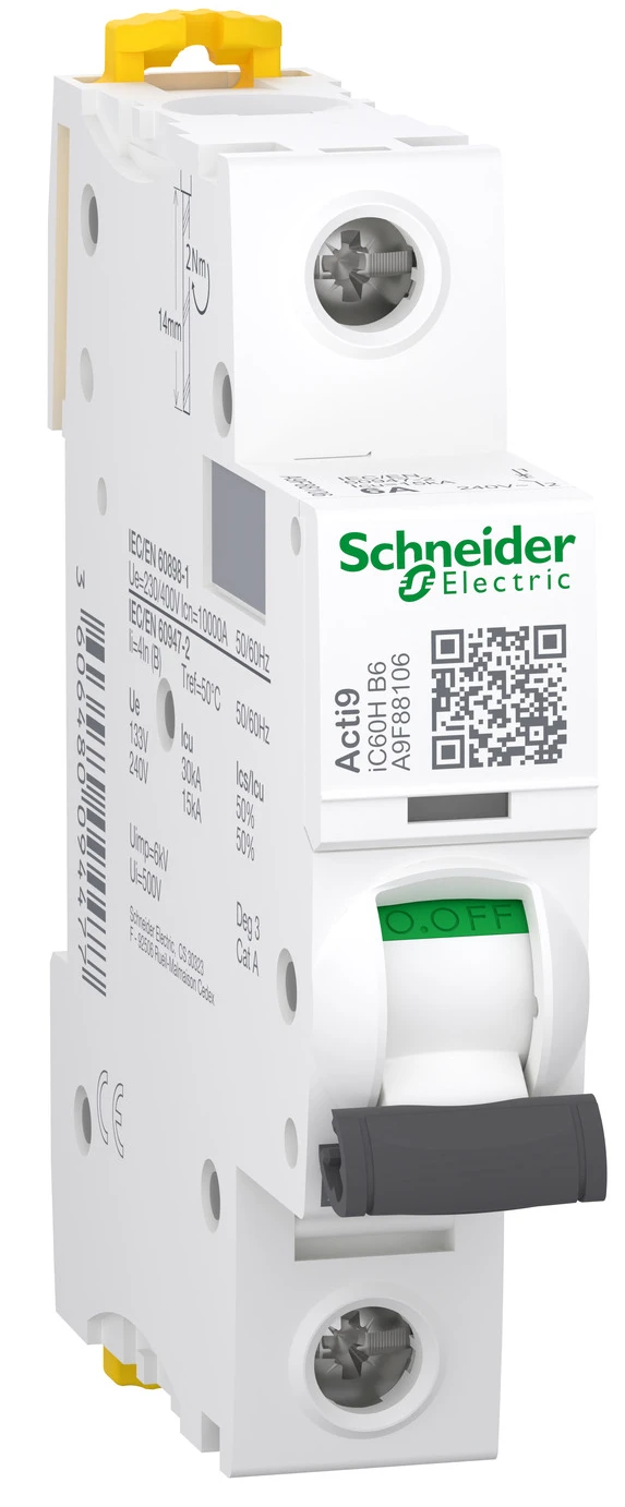 Автоматичний вимикач Schneider Electric Acti9 iC60H (1P, 6A, B) (A9F88106)