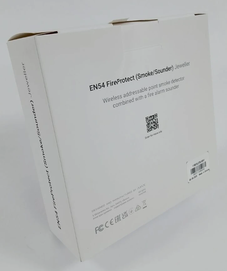 (Уценка) Беспроводной адресный пожарный извещатель точечный дымовой. Комбинированный с извещателем звуковым Ajax EN54 FireProtect (Smoke/Sounder) Jeweller White (119919.276.WH1) фото 3