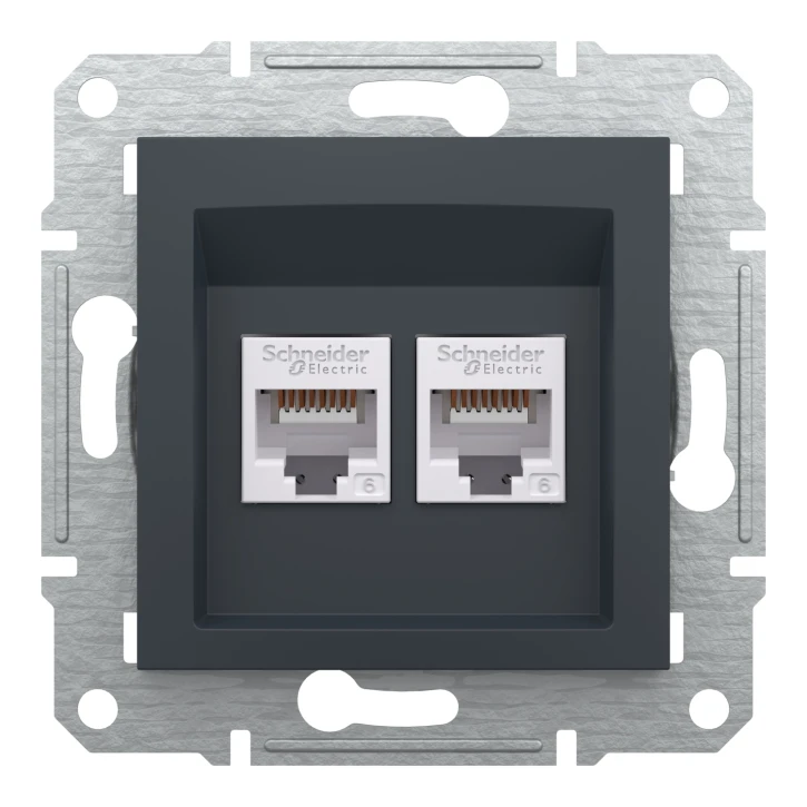 Розетка Schneider Electric EPH4800171 Asfora RJ45, Cat.6, UTP Anthracite