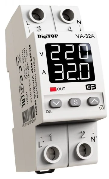 Реле напруги DigiTop VA-32A M2W White
