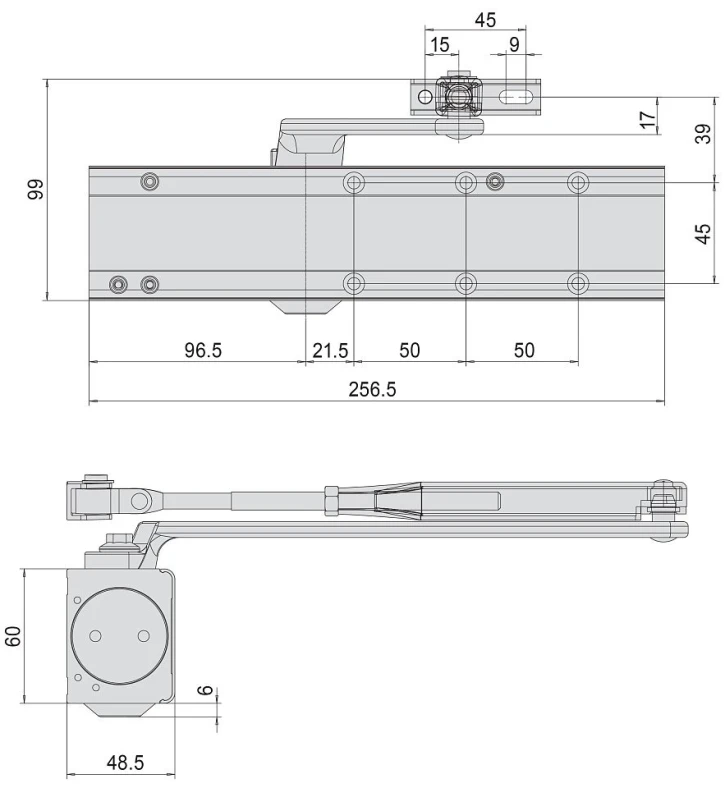 Доводчик дверний Cisa C1610.05.0.97 Professional Plus2 BC STD до 120 кг FIRE сірий (37921) фото 8