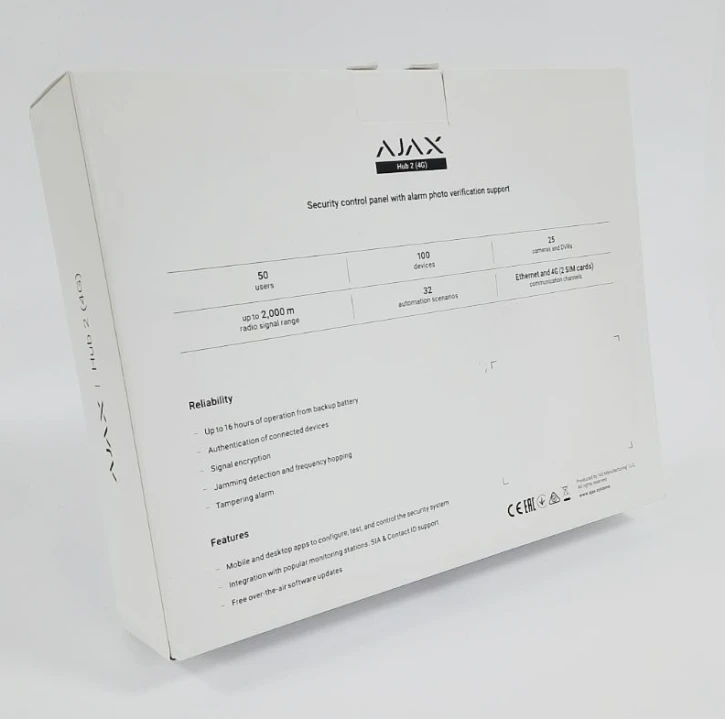 (Уцінка) Інтелектуальна централь Ajax Hub 2 (4G) White фото 2