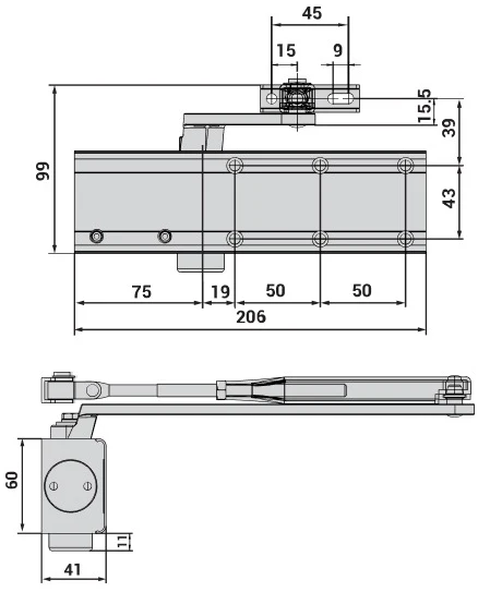 Доводчик дверной Cisa C1510.03.0.90 Professional Plus2 STD до 80 кг FIRE черный (37904) фото 7