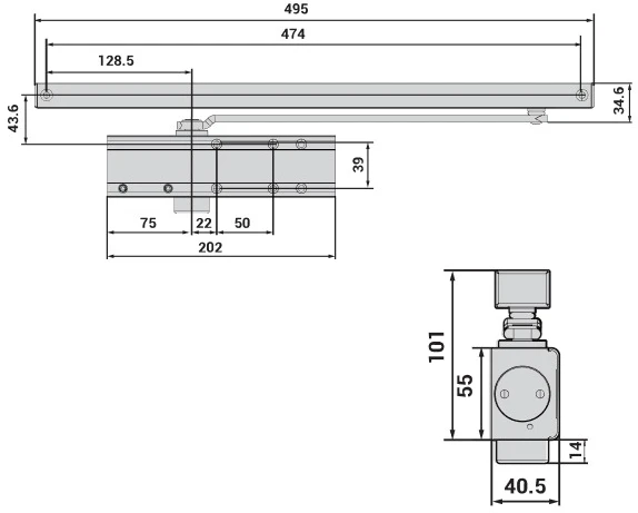 Доводчик дверной Cisa C2010.03.0.45 Professional Plus2 SLD до 60 кг FIRE белый (37926) фото 7