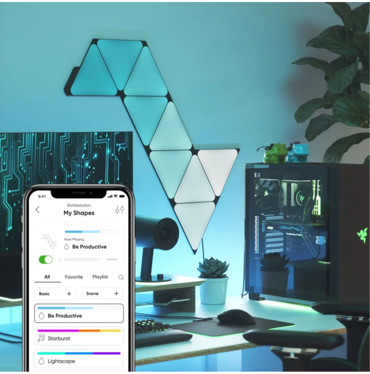 Розумна система освітлення Nanoleaf Shapes Ultra Black Triangles Starter Kit, Apple Homekit - 9 шт. (NL47-0102TW-9PK) фото 4