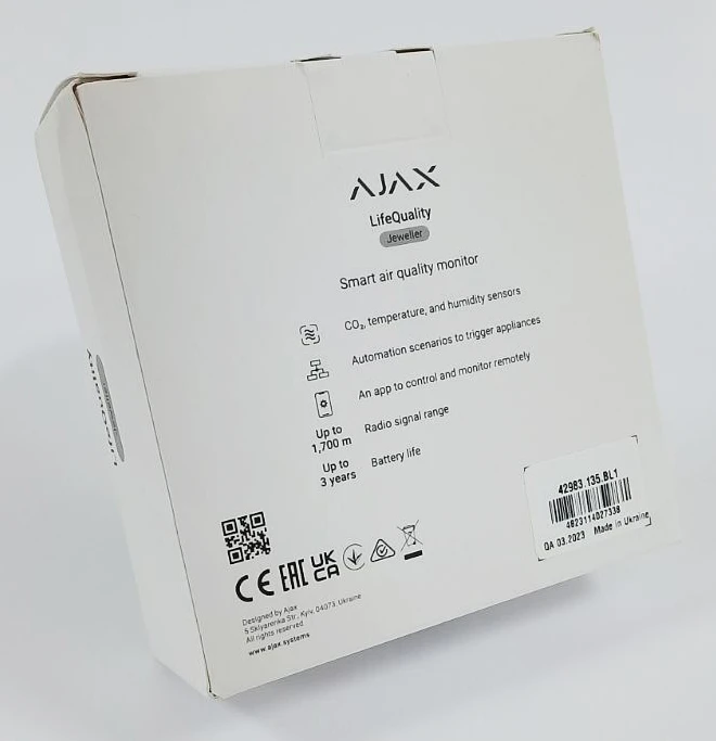 (Уцінка) Розумний датчик якості повітря Ajax LifeQuality Black фото 2