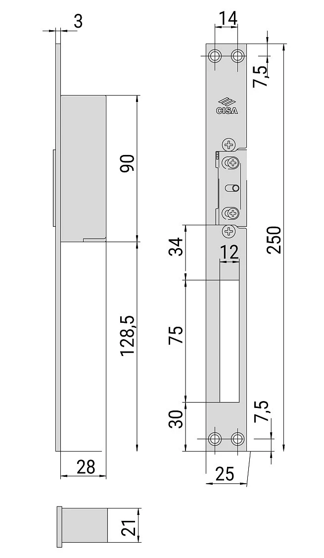 Електромеханічна защіпка Cisa 15001-06 НЗ-AЕ + зворотня планка латунь (35245) фото 10