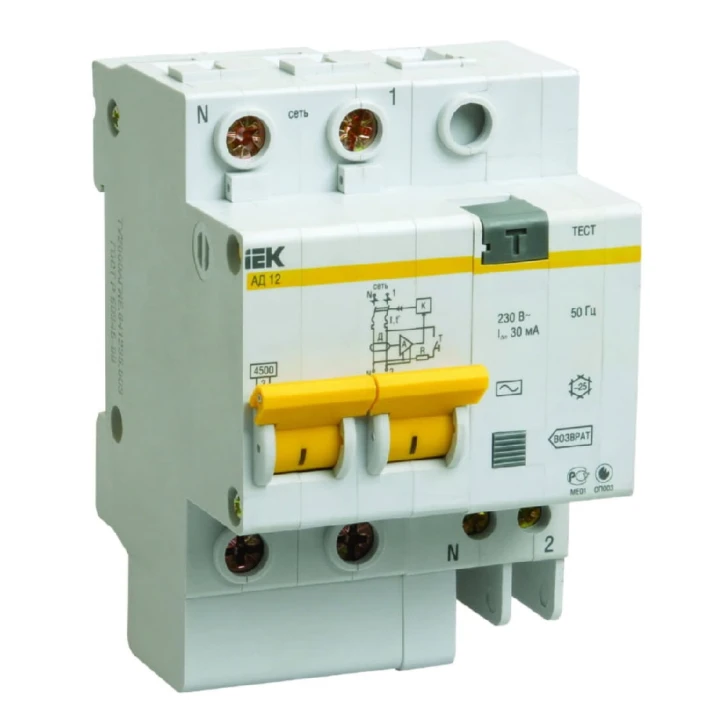 Дифференциальный автомат АД12 2P 16А (30 mА) IEK IEK 12245-1
