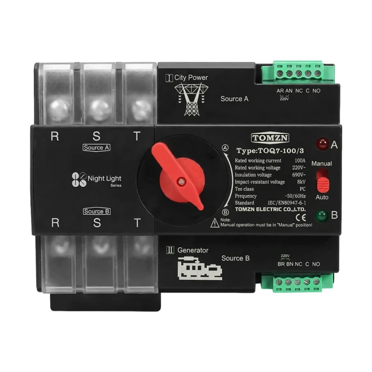 Автомат введення резерву TOMZN TOQ7/3P (100A, 3P) під DIN-рейку (51-00117)