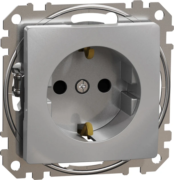 Розетка Schneider Electric SDD113022 Sedna Design & Elements з з/к та шторками Алюміній