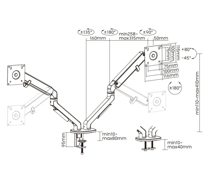 Настільне кріплення для монітора Officepro MA422S White фото 5