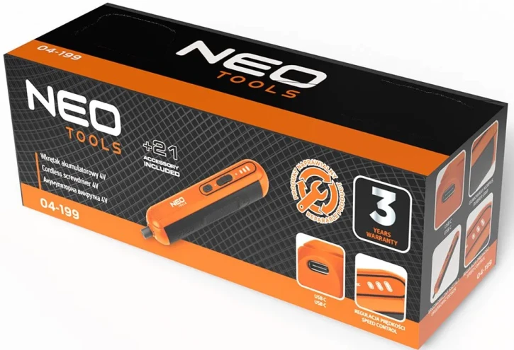 Викрутка акумуляторна Neo Tools 04-199 4V Li-Ion USB-C фото 18